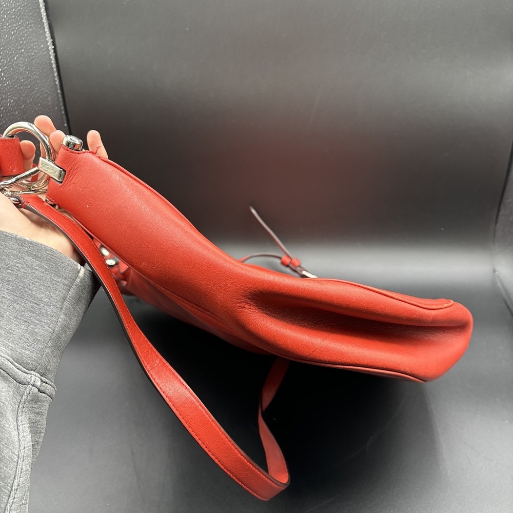 Coach Nomad Hobo Bag Purse Glove tanned Leather Red Crossbody Bag - Picture 3 of 16